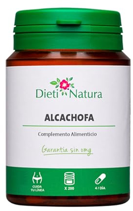 Dieti Natura 200 Cápsulas de Extracto de Alcachofa Forte con Diente de Laón- Elaborado a Base de Extracto de Hojas de Alcachofa - Ayuda a la Digestión y Controlar el Peso - Garantía sin OGM