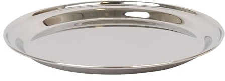 Argon Tableware 30cm Serving Platter - Stainless Steel Chrome Dinner Tray Round Tray Plate Medium Appetizer Serving Dishes for Party, Events, Table Service, Snack Platters