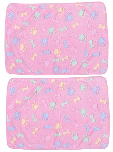 Supvox 2stücke Kuschelige Haustierdecke Fleece Rosa Knochenmuster Weiche Schlafmatte Für Hunde Für Zuhause Und Unterwegs Leicht Und Warm