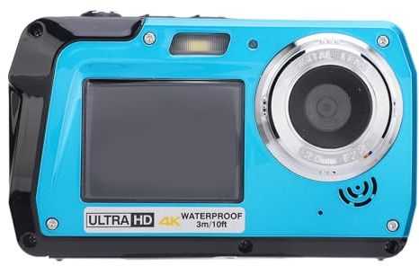 Caméra sous-Marine 4K, Caméra étanche de 10 Pieds, Appareil Photo Numérique Compact à Double écran 56MP 16X Zoom Selfie, 1500mAh, pour Plongée en Apnée,Natation,Rafting et Le Surf