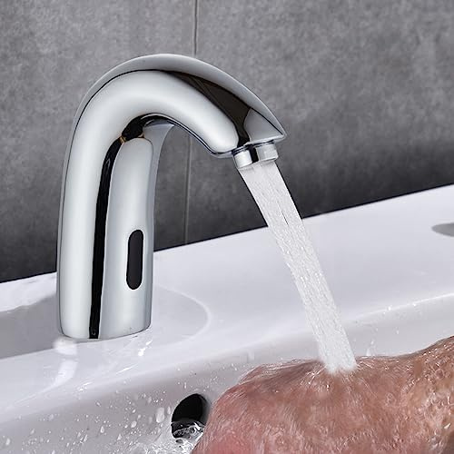 Wasserhahn Bad Infrarot Automatisch Sensor Wasserhahn Bad Berührungsloser Wasserhahn Bad Berührungsloser Waschtischarmatur Messing Wasserhahn Batteriebetrieben Kaltwasserventil Höhe 15cm
