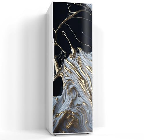 DEQORI Magnetfolie für Kühlschrank 60x190 cm | Motiv Fließendes Gold | dekorative Magnetmatte Gefrierschrank Schutz | Magnet Deko-Folie selbstklebend, magnetisch & wasserabweisend