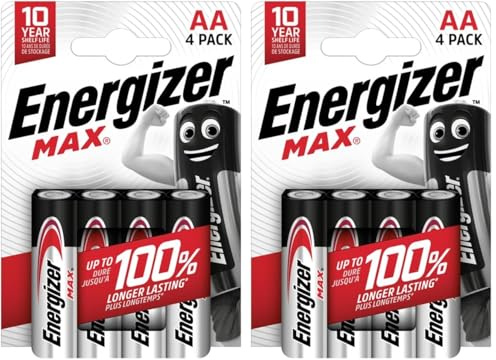 Energizer AA Max Alkaline 1.5V Pile Non Ricaricabile, 4 pezzi (Confezione da 2)