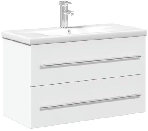 vidaXL Waschbeckenunterschrank mit Einbaubecken Weiß
