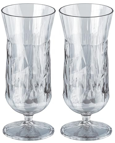 Koziol Superglas Club No. 17, 2 pièces, 400 ml, verre à cocktail & long drink en plastique cristallin, luxueux, incassable, réutilisable, fête, camping, set de 2 pièces