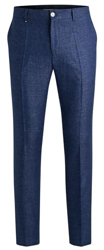 BOSS Herren C-Genius-252 Business-Hose aus filigran gemustertem Stretch-Gewebe Dunkelblau 48