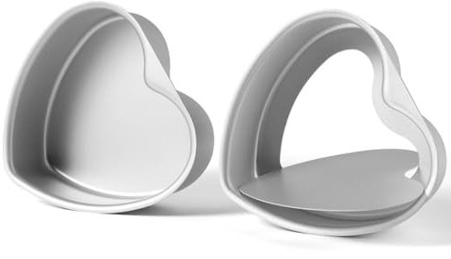 LANYOTA 2 Pack 6 inch Cake Tins, Non-Stick Aluminum Round/Heart Cake Deep Baking Tins, Cake Pan with Removable Bottom, Baking Tray Cheesecake Molds Sets for Wedding Birthday Family Occasions (Heart)
