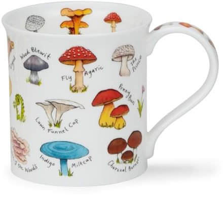 Dunoon Bute Mushrooms and Toadstools - Taza de porcelana fina (0,3 L), color rojo