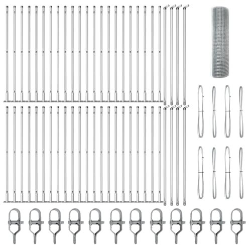 vidaXL Zaunpfosten Silber 100 x 1 m (19 x 19 mm Maschen) Stahl, Garten- und Terrassenzaunpfosten, robuster Stahlschutz für draußen, wetterfest und pulverbeschichtet