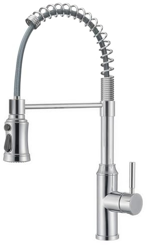 YULIXAR Modern Kitchen Faucet with Pull-Down Spray – Flexible Swivel Mixer Tap with Chrome & Black Finish – Single Handle, High Arc Design for Kitchens & Utility Sinks