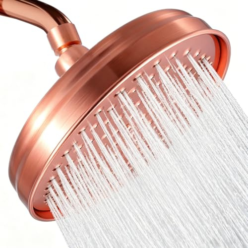 TOPBATHY Soffione doccia in rame da 20,3 cm, colore rosso antico, soffione doccia vintage ad alta pressione, ugello a testa singola di ricambio per bagno, giardino, vasca da bagno, cascata