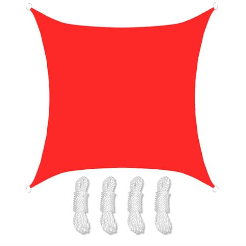 SLDAGe Tenda da Sole Tenda a Vela Impermeabile, Quadrato Tendalino Rosso Vela Ombreggiante Rettangolare, Tenda da Sole Telo Parasole Ombreggiante per Esterno Terrazzo Balcone Giardino,5X5m
