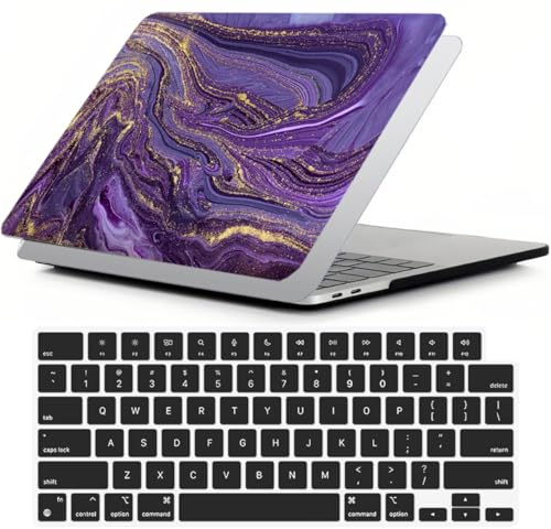 FFBOFFC Hülle Kompatibel mit MacBook Pro 13 Zoll 2012 2011 2010 2009 2008 Alte Version Modell A1278 mit CD-ROM, Plastik Hartschale Schutzhülle Case & Tastaturabdeckung, Lila Welle