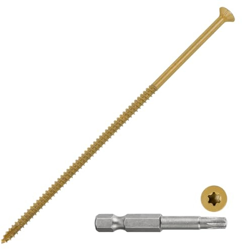METALLIXITY Deck Screws (#10x6) 80Pcs, Carbon Steel Wood Screw Decking Screws Epoxy Coated with T25 Torx Drive Head - for Wood Fence, Table, Tan