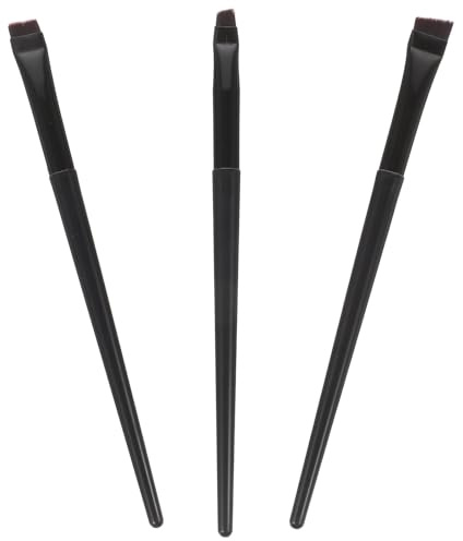 LIFKOME 3 Stück Eyeliner Make Up Pinselset mit Flacher Bürste und Realistischer Augenbrauenbürste aus Aluminium und Kunststoff für Komfortables Halten und Präzises Schminken