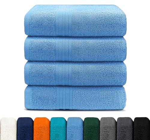 CELESTA Gästehandtuch 4er-Set, 30x50 cm – 100% Baumwolle, Saugstark & Weich – Oeko-TEX Zertifizierte Handtücher – Blau