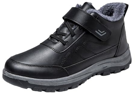 Generisch Ankle Boots Men's Warm Winter Shoes Men's Waterproof and Non-Slip Winter Boots Outdoor Winter Boots Comfortable Thermal Boots Snow Boots Fluffy Short Shaft for Running Trekking, black, 7 UK