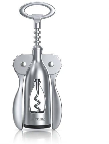 Arendo - Korkenzieher Wein – Zinklegierung – Flügelkorkenzieher – Multifunktional – inklusive Flaschenöffner – ergonomischer Griff – Silber