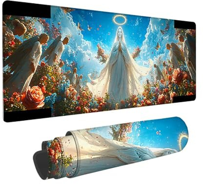 Tapis de Souris de Jeu, 800 x 300 mm XXL Tapis Souris Gaming Grand, Antidérapant Étanche, iExtended Long Clavier Mouse Pad XXL, Accessoire Bureau, pour Gamer, Ordinateur, PC (Ange Femme) i-775
