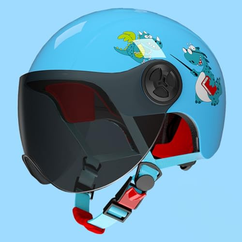 Casco Per Bambini Dai 3 Ai 12 Anni, Per Maschi E Femmine, Casco Da Ciclomotore Con Visiera Parasole, Casco Da Moto Aperto, Omologato ECE 22.06. H,48-54cm