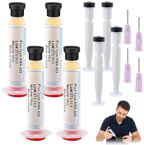 TRMPLX 4 Pezzo YF-RMA-223 Flussante per saldatura a stagno,Flussante No-Clean Senza Piombo a base di Rosin,per Saldatura di Telefoni, BGA, SMD, PCB, Ecc.Riparazione Elettronica 10ML*4(K)