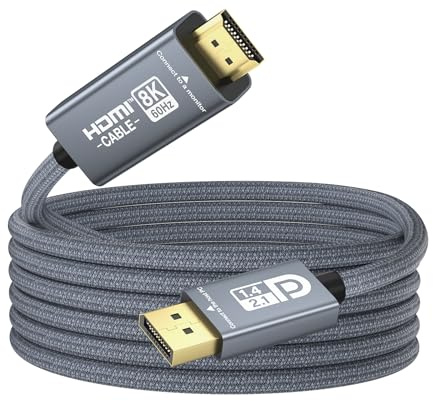 Cable activo DisplayPort 2.1 a HDMI 2.1 8K60Hz 4K144Hz VRR G-SYNC HDR