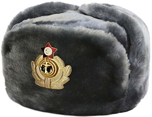 Cucuba® RUSSISCHE FELLMÜTZE SCHAPKA USCHANKA WINTERMÜTZE MILITÄRMÜTZE DER RUSSISCHE Marine MILITÄR - Geschenkidee (62 Size XXL (EU))