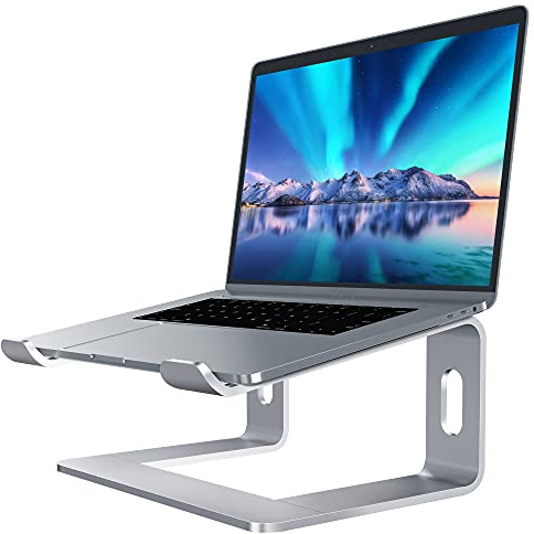 SOUNDANCE Aluminum Laptop Stand for Desk Compatible with Mac MacBook Pro Air Apple Notebook, Portable Holder Ergonomic Elevator Metal Riser for 10 to 15.6 inch PC Desktop Computer, LS1 Silver