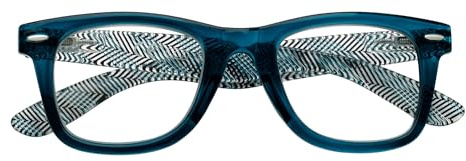 Occhiali da Lettura Zippo, Realizzati con Montatura dalle Linee Morbide, Ideale per Uomo e Donna, Diottria +3.00, Color Blu, Aste Rigate