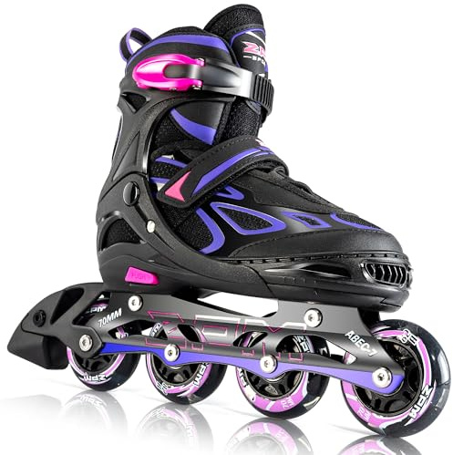 2pm Sports Adjustable Kids Inline Skates, Inline Skates for Boys and Girls - Purple Large