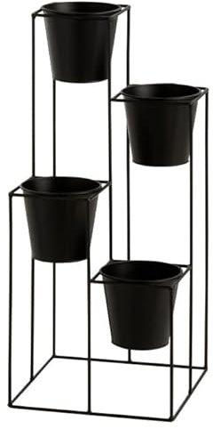 Lot de 4 Cache-Pots sur Pied Étagère 70cm Noir