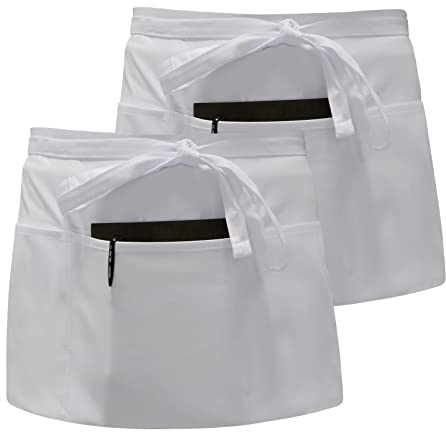 Catime 2 Schürzen für Damen Herren - Halbe Taillenschürze mit 3 Taschen, Wasserdicht und Staubdicht - für Küche, Handwerk, Kellner, Bäcker, Koch
