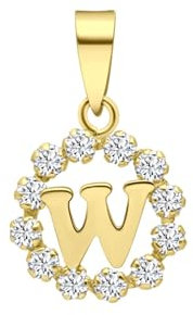 Lucardi - Damen Buchstabenanhänger aus 14 Karat Gelbgold 585 mit Zirkonia - Anhänger - 585 Gold - Gelbgold - Nickelfrei