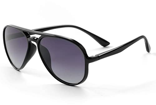 FONHCOO enfants lunettes de soleil polarisées pour filles garçons aviateur lunettes de soleil Toddler avec cadre flexible, protection UV400, 5-10 ans(Noir)