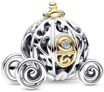 PANDORA Charme Charmant Charmant Cendrillon 100e Anniversaire Disney avec Diamant synthétique 0.015 ct TW GHI SI1 792553 C01 Taille unique FEMME, taille unique, Acier inoxydable, Pas de gemme