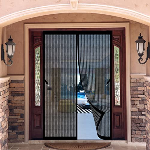 Insektenschutz Tür Vorhang 150 x 190 cm Fliegenvorhang Ohne Bohren Kinderleichte Klebemontage Magnet vorhang Für Balkontü Terrassentür Schiebetür Küchentür, Schwarz