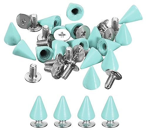 QUARKZMAN 20 Sets Punk Nieten Ziernieten Kegel Spitzen Nieten 7x10mm Metall Killernieten Schraubnieten Rostfrei Nieten für Kleidung Gürtel Taschen Schuhe Basteln Lederwaren Grün
