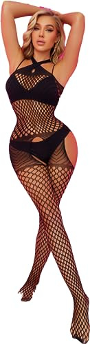 CZSABXY Women's One Piece Fishnet Bodysuit Lingerie Mesh Bodystocking Sexy Tights Underwear Jumpsuit Nightwear Underwear