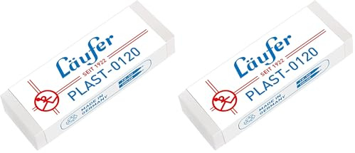 Läufer 00120 Plast 0120 Radierer, Radiergummi aus Kunststoff, für Bleistifte und Buntstifte, transparent, groß (Packung mit 2)
