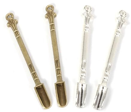 Zittop 4 mini cucharas mini pala cuchara hierbas polvo cuchara medicina cuchara cera herramienta (plata - bronce)