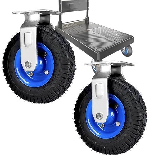 WORDFUN Luftreifen gummi Lenkrolle, industrierollen, schwerlast Bockrolle, 150mm 200mm 250mm, Mit BremseTransportrollen, 2 Stück, Rollen für Möbel, 360 Grad Drehbar, Kugellager, Leiserollen