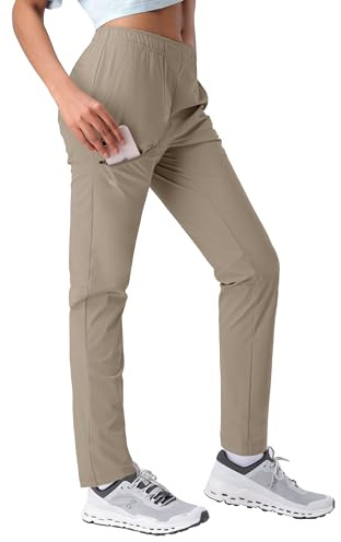 Pioneer Camp Pantaloni da jogging da donna, leggeri, per il tempo libero, traspiranti, ad asciugatura rapida, pantaloni sportivi UPF50+ con 3 tasche, cachi, S