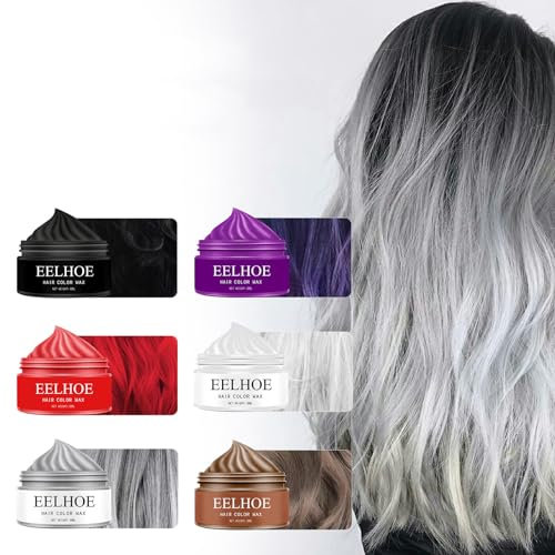 EnMart 6 Stück Haarfarbe Wachs, Temporäre Haarfarbe Wachs Natürliche Pomade, Hair Wax Color Dye Styling Creme Schlamm, Haarstyling-Pomade für Party, Cosplay, Maskerade, Nachtclub, Halloween