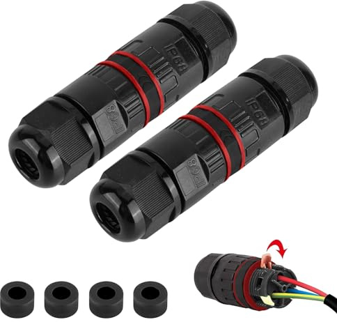 Kabelverbinder Wasserdicht Ip68 - Kabelverbinder Wasserdicht 3-Polig Erdkabel Verbindungsmuffe Für Ø3-12 Mm Kabeldurchmesser,2 Stück Verteilerdose Außen Wasserdicht Verbindungsbox Schwarz