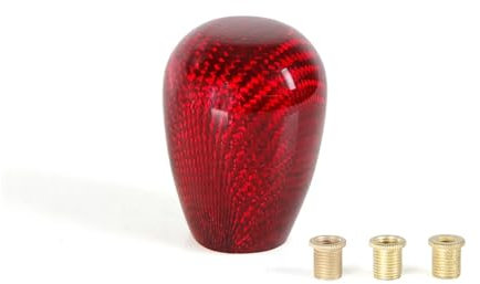 YYGGWL Auto Schaltknauf Universal Oval Auto Manuelle Carbon Faser Schaltknauf Mit Adapter Getriebe Stick Kopf Shifter Schaltknauf JDM Stil Auto Getriebekopf(Red)
