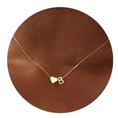 TINGN Gold Initial Necklaces for Women Girls, Gold Heart Initial B Necklace Dainty Heart Necklaces Tiny Personalized Monogram Name Necklace Initial Necklace for Women Girls Jewelry Gifts