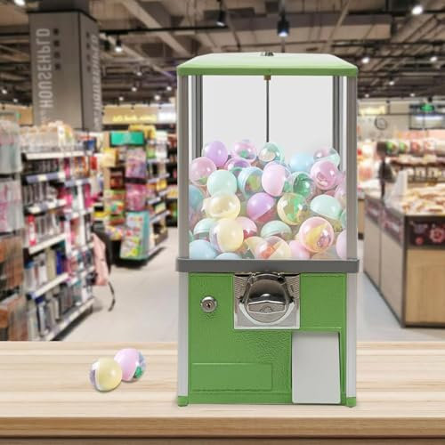 WANGYYDS Dispensador Comercial De Dulces, Dispensador De Nueces, Máquina Expendedora De Chicles Y Frutos Secos, Dispensador De Dulces con Operador De Monedas De Centavos Y Caja,Green
