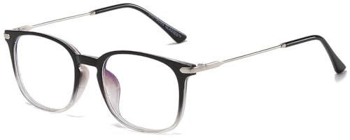 LNTICB® Lunettes Anti Lumière Bleue Lunette Gaming d'Ordinateur Homme Femme Monture TR90 Ultra Légère Stylé Rectangulaire Temple du Métal Verres Transparent Filtre UV Anti Fatigue Protection Ecrans