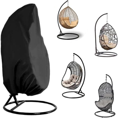 hängesessel abdeckung,schutzhülle hängesessel,abdeckung hängesessel | Oxford Stoff Hängesessel Outdoor Wasserdicht 210D, für Schaukelstuhl,Lounge-Sessel,Hängemattenstuhl,190 x 115 cm,Schwarz