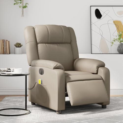 Homgoday Massagesessel Elektrisch Fernsehsessel Relaxsessel mit Liegefunktion, Ruhesessel Polstersessel TV Sessel, Verstellbare Rückenlehne, für Wohnzimmer Cappuccino-Braun Kunstleder